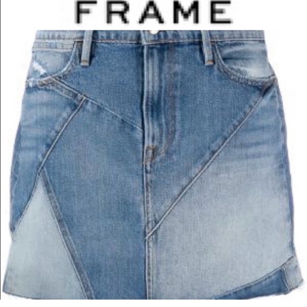 FRAME DENIM LE MINI SKIRT | MIXED DENIM IVES SIZE 30 - Picture 5 of 7